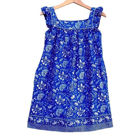 Vineyard Vines Girls Flutter Sleeve Dress Blue FloralCotton L NEW Ocean Reef
